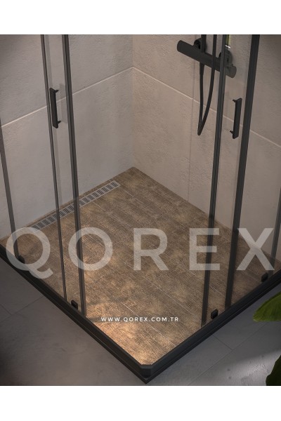 DUŞ ZEMİN ÇALIŞMASI - SİYAH KONSEPT -  ( SİYAH MERMER - PARKE GÖRÜNÜMLÜ SERAMİK )