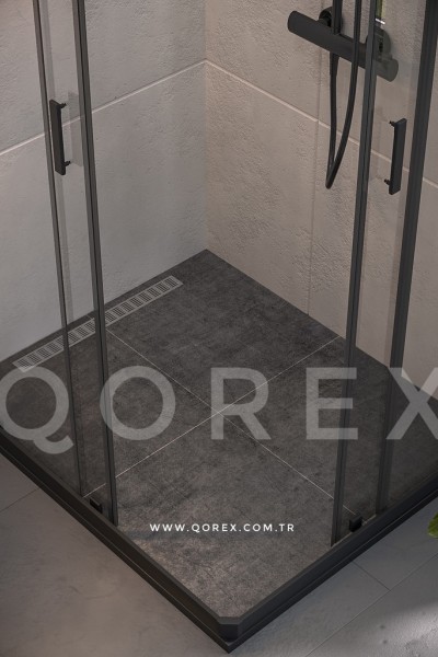 DUŞ ZEMİN ÇALIŞMASI - SİYAH KONSEPT -  ( SİYAH MERMER - ANTRASİT SERAMİK )