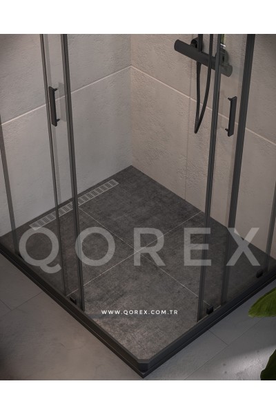 DUŞ ZEMİN ÇALIŞMASI - SİYAH KONSEPT -  ( SİYAH MERMER - ANTRASİT SERAMİK )