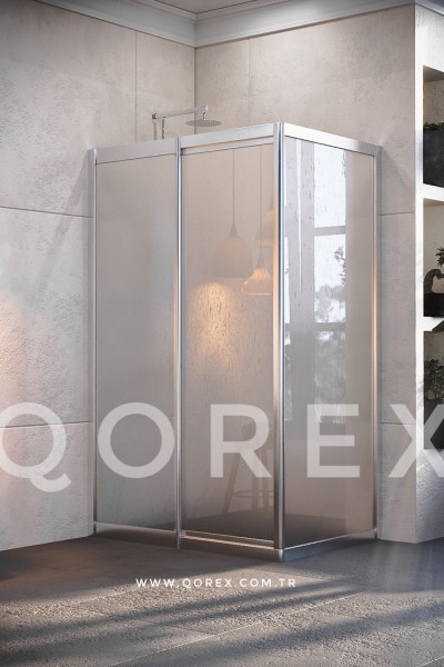 ETA GÜMÜŞ - 1 SABİT 1 KAYAR 1 YAN PANEL DİKDÖRTGEN - POLİSTİREN CAM ( Q-ETA-G-1S1K1P-DİK-P )
