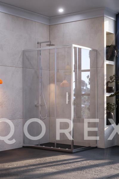 ORİS GÜMÜŞ - 1 SABİT 2 KAYAR 1 YAN PANEL DİKDÖRTGEN - ŞEFFAF CAM 