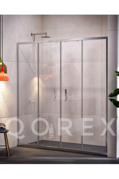 QOREX - GÜMÜŞ - 2 SABİT 2 KAYAR DÜZ - ŞEFFAF CAM