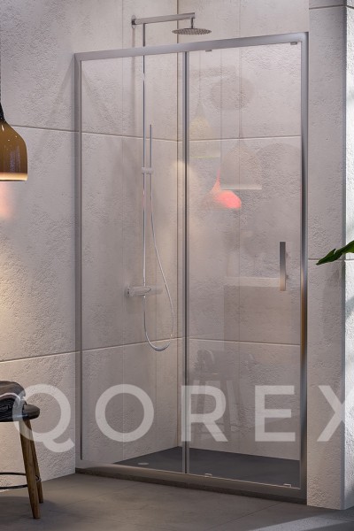 QOREX - ZHENİT SERİSİ - GÜMÜŞ - 1 SABİT 1 KAYAR DÜZ - ŞEFFAF CAM