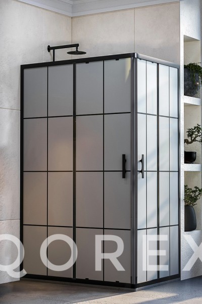 ORİS SİYAH - 2 SABİT 2 KAYAR KÖŞE DİKDÖRTGEN - KAROLAJ KUMLAMA CAM ( Q-ORİS-S-2S2K-DİK-BK )