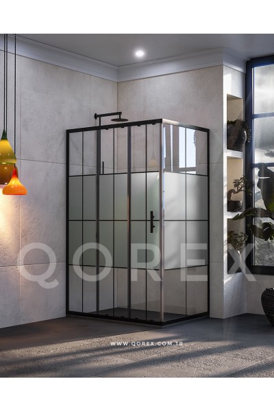 ORİS SİYAH - 1 SABİT 2 KAYAR 1 DİKDÖRTGEN - KAROLAJ YARI KUMLAMA CAM ( Q-ORİS-S-1S2K-DİK-BYK )