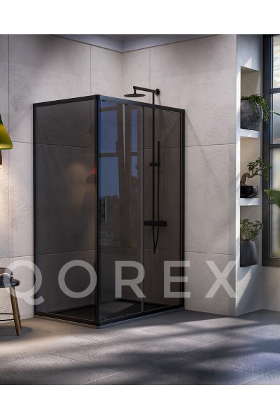 ORİS SİYAH - 2 SABİT 1 KAYAR DİKDÖRTGEN KAYAR - FÜME CAM ( Q-ORİS-S-2S1K-DİK-F )