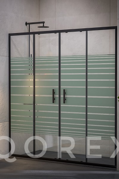 ORİS SİYAH - 2 SABİT 2 KAYAR DÜZ - ŞEFFAF CAM ( Q-ORİS-S-2S2K-D-Ş )