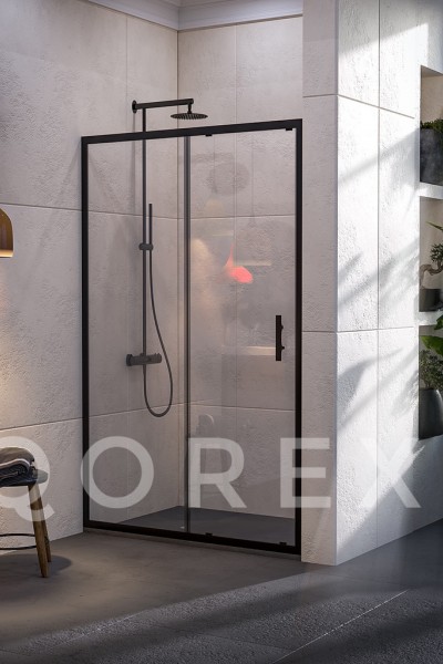 QOREX SİYAH - 1 SABİT 1 KAYAR DÜZ - ŞEFFAF CAM 