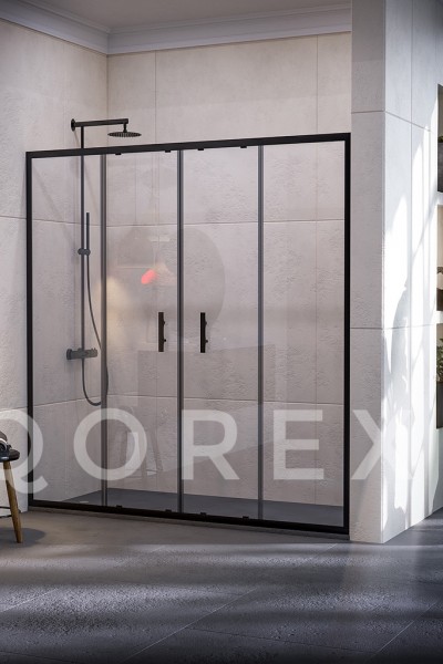 QOREX SİYAH - 2 SABİT 2 KAYAR DÜZ - ŞEFFAF CAM