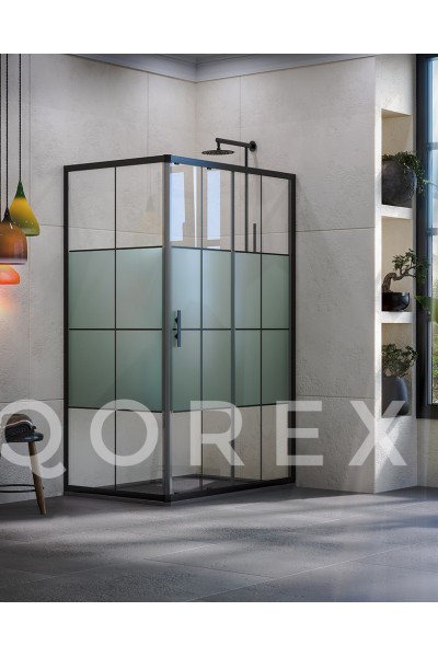 ORİS SİYAH - 2 SABİT 1 KAYAR DİKDÖRTGEN KAYAR - KAROLAJ YARI KUMLAMA CAM ( Q-ORİS-S-2S1K+DİK-BYK )