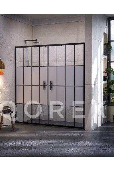 ORİS SİYAH - 2 SABİT 2 KAYAR DÜZ - KAROLAJ YARI KUMLAMA CAM ( Q-ORİS-S-1S1K-BYK )