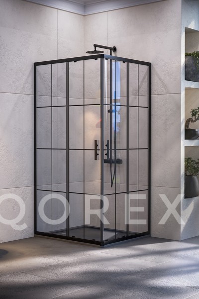 ORİS SİYAH - 2 SABİT 2 KAYAR KÖŞE KARE - KAROLAJ CAM ( Q-ORİS-S-2S2K-L-B )