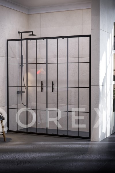 ORİS SİYAH - 2 SABİT 2 KAYAR DÜZ - KAROLAJ CAM ( Q-ORİS-S-2S2K-D-B )