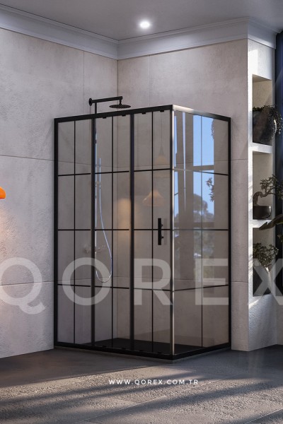 ORİS SİYAH - 1 SABİT 2 KAYAR 1 DİKDÖRTGEN - KAROLAJ CAM ( Q-ORİS-S-1S2K-DİK-B )