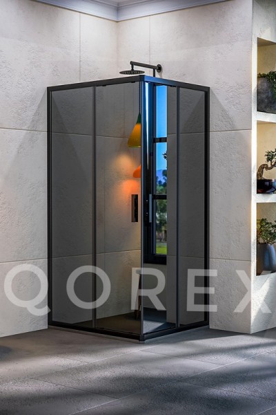 ORİS SİYAH - 2 SABİT 2 KAYAR KÖŞE KARE - REFLEKTE CAM ( Q-ORİS-S-2S2K-L-R )