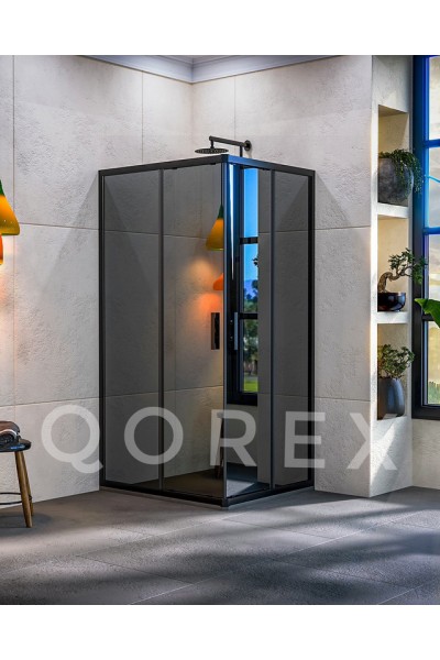 ORİS SİYAH - 2 SABİT 2 KAYAR KÖŞE KARE - REFLEKTE CAM ( Q-ORİS-S-2S2K-L-R )