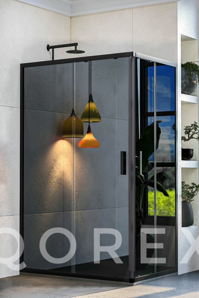 ORİS SİYAH - 2 SABİT 2 KAYAR KÖŞE DİKDÖRTGEN - REFLEKTE CAM ( Q-ORİS-G-2S2K-DİK-R )