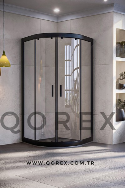 RUBİN SİYAH - 2 SABİT 2 KAYAR OVAL - ŞEFFAF CAM ( Q-RBN-S-2S2K-O-Ş )