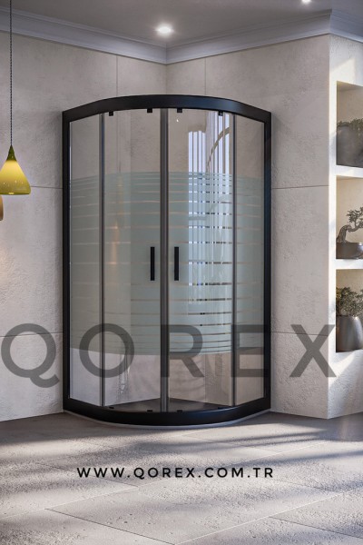 RUBİN SİYAH - 2 SABİT 2 KAYAR OVAL - KUMLAMA CAM ( Q-RBN-S-2S2K-O-K )