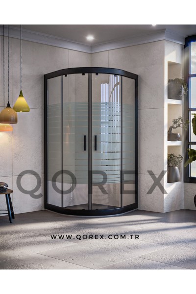 RUBİN SİYAH - 2 SABİT 2 KAYAR OVAL - KUMLAMA CAM ( Q-RBN-S-2S2K-O-K )