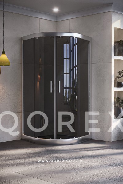 RUBİN GÜMÜŞ - 2 SABİT 2 KAYAR OVAL - FÜME CAM ( Q-RBN-G-2S2K-O-F )