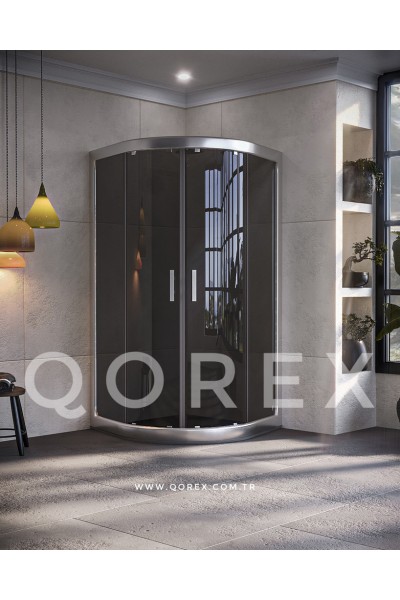 RUBİN GÜMÜŞ - 2 SABİT 2 KAYAR OVAL - FÜME CAM ( Q-RBN-G-2S2K-O-F )