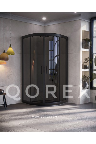 RUBİN SİYAH - 2 SABİT 2 KAYAR OVAL - FÜME CAM ( Q-RBN-S-2S2K-O-F )