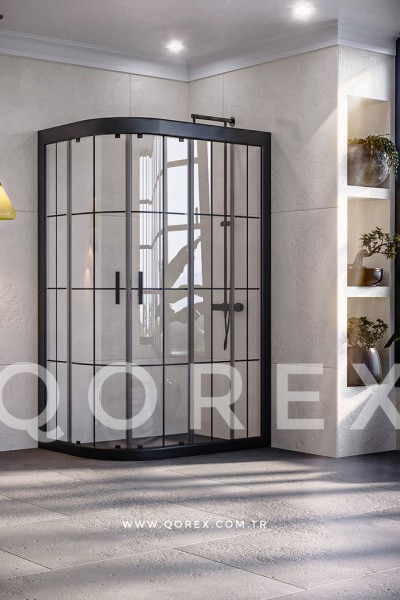 RUBİN SİYAH - 2 SABİT 2 KAYAR ASİMETRİK OVAL -  KAROLAJ CAM ( Q-RBN-S-2S2K-AO-B )