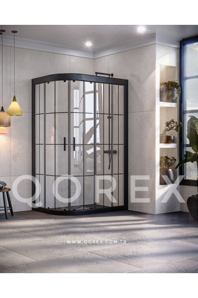 RUBİN SİYAH - 2 SABİT 2 KAYAR ASİMETRİK OVAL -  KAROLAJ CAM ( Q-RBN-S-2S2K-AO-B )