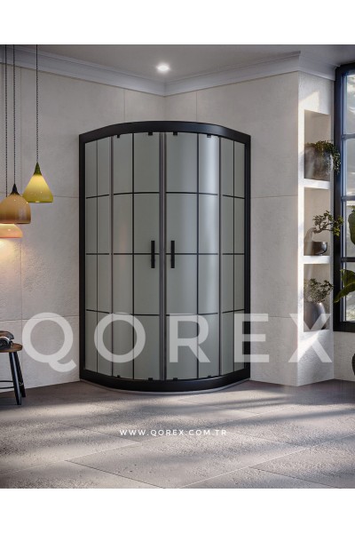 RUBİN SİYAH - 2 SABİT 2 KAYAR OVAL - KUMLAMA KAROLAJ CAM ( Q-RUBİN-S-2S2K-O-BK )