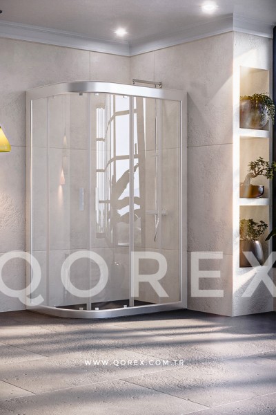 RUBİN GÜMÜŞ - 2 SABİT 2 KAYAR ASİMETRİK OVAL - ŞEFFAF CAM ( Q-RBN-G-2S2K-AO-Ş )