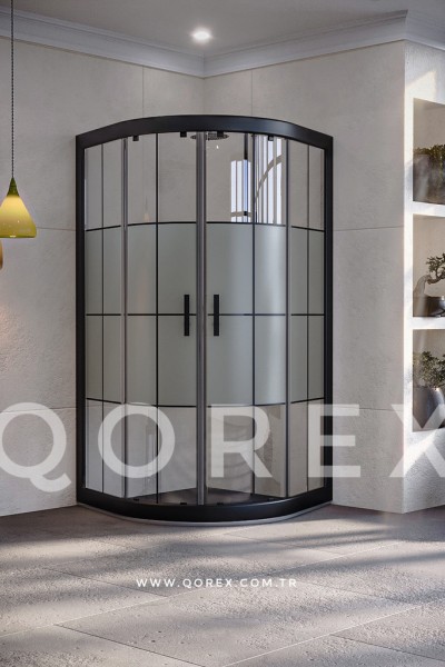 RUBİN SİYAH - 2 SABİT 2 KAYAR OVAL - KAROLAJ YARI KUMLAMA CAM ( Q-ORİS-S-2S2K-O-BYK )