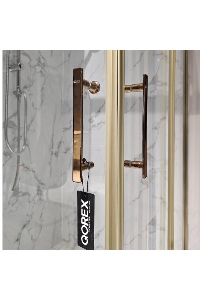 QOREX - ZHENİT SERİSİ - SİYAH - 6 MM TEMPERLI SEFFAF CAM DUŞAKABIN H:190 ÖZEL SERI BRONZ AKSESUAR 