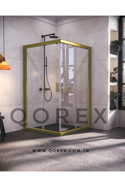  RUBİN SARI - 2 SABİT 2 KAYAR KÖŞE KARE - ŞEFFAF CAM ( Q-RBN-Y-2S2K-L-Ş )